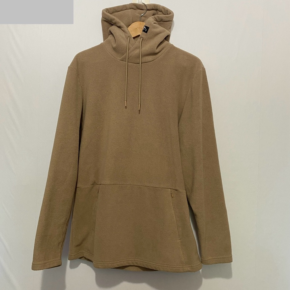 Gymshark Hoodie Tan Fleece Pullover Athleisure Women Large Neutral Cozy‎